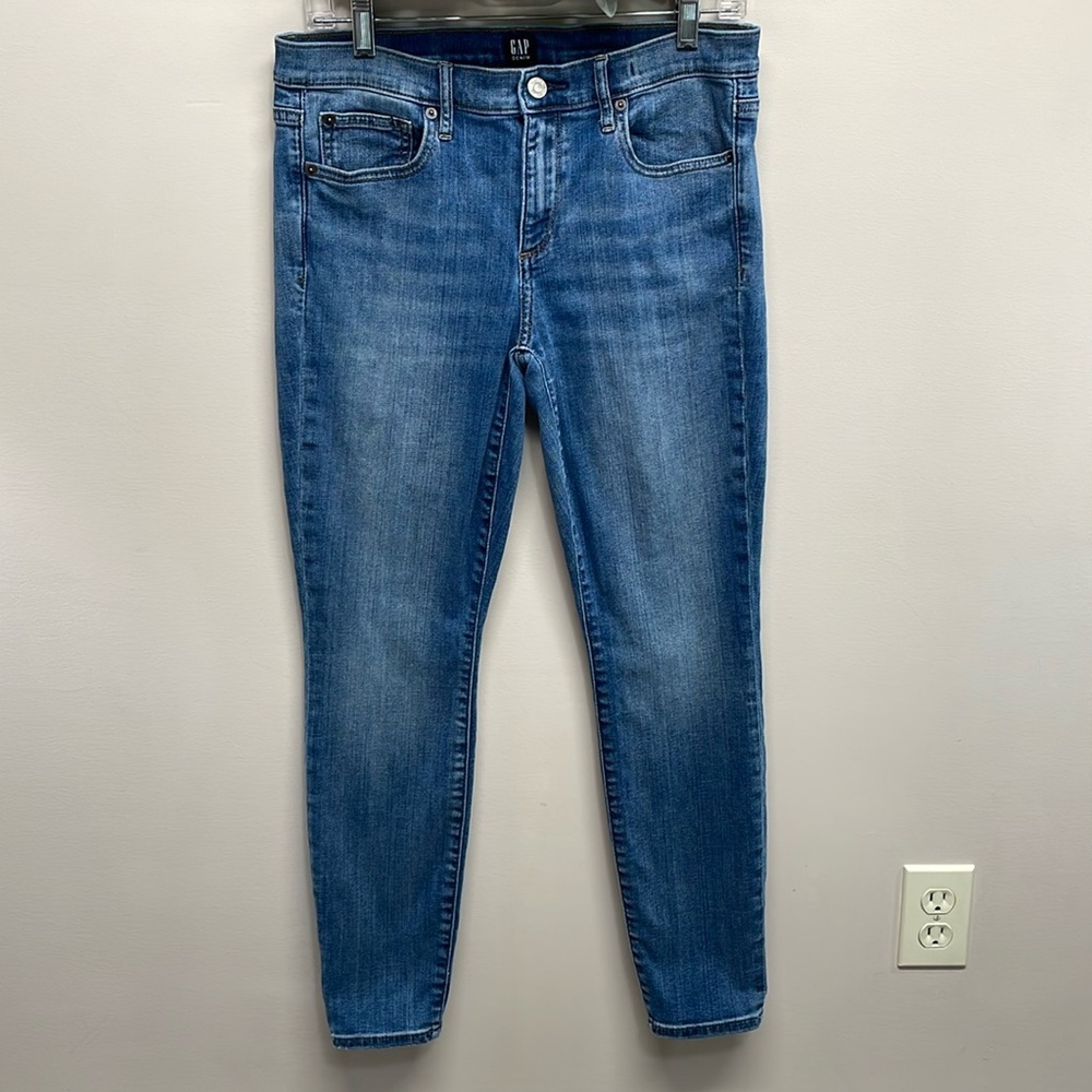 Gap Stretch True Skinny Mid Rise Medium Indigo Denim Jeans 31R
